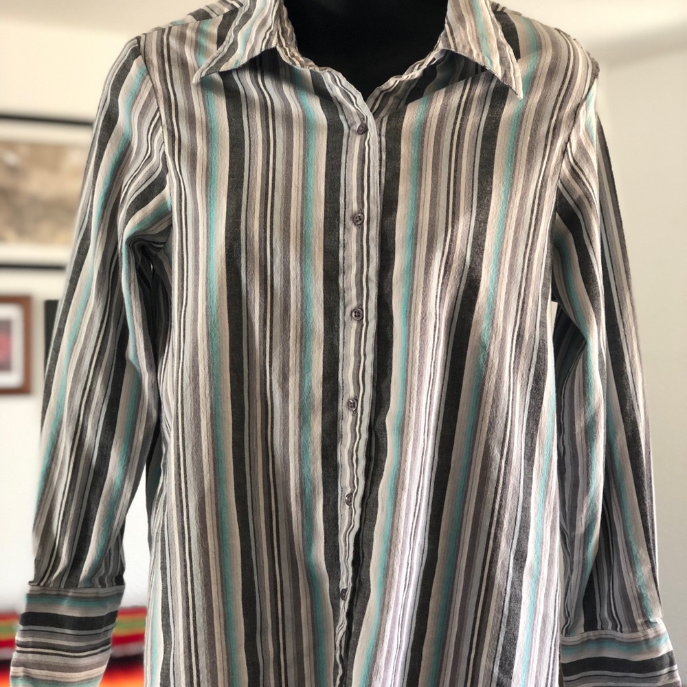 Striped Button Down Maternity Top